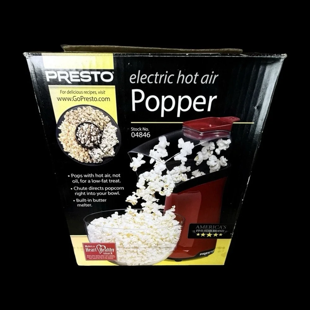 PRESTO 04846 Electric Hot Air Popcorn Popper Red Built In Butter‎ Melter